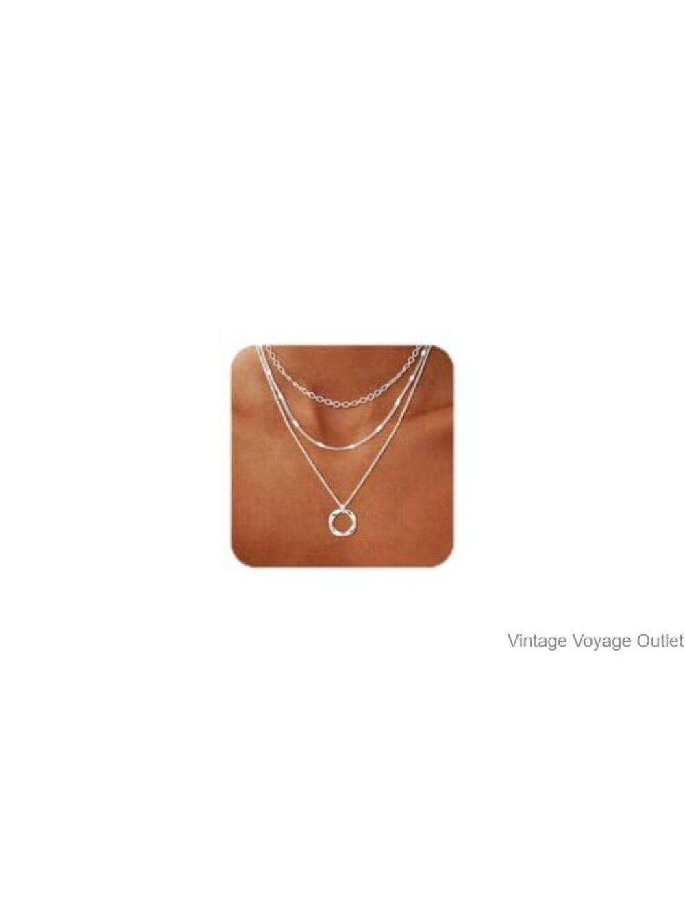 Silver Plated Layered Choker Necklace Set Women Stackable
